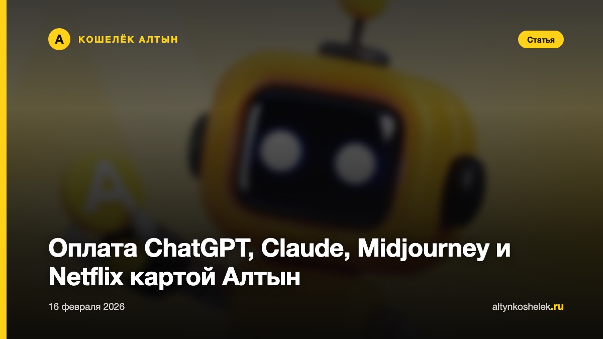 Оплата ChatGPT, Claude, Midjourney и Netflix картой Алтын