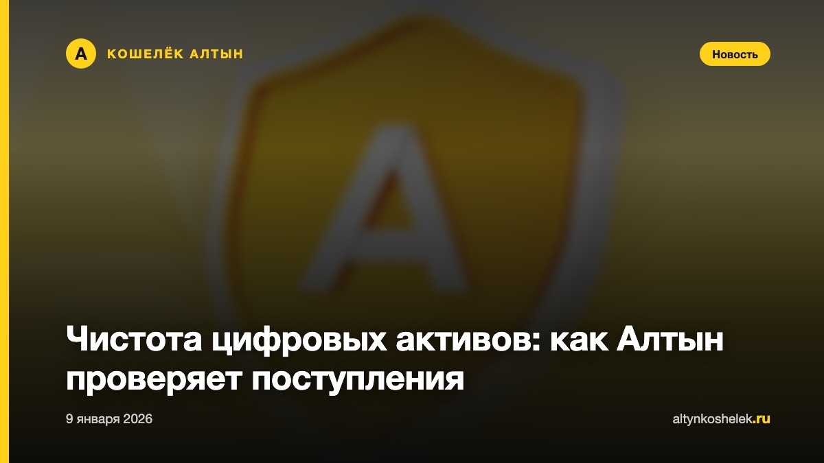 Чистота цифровых активов: как Алтын проверяет поступления