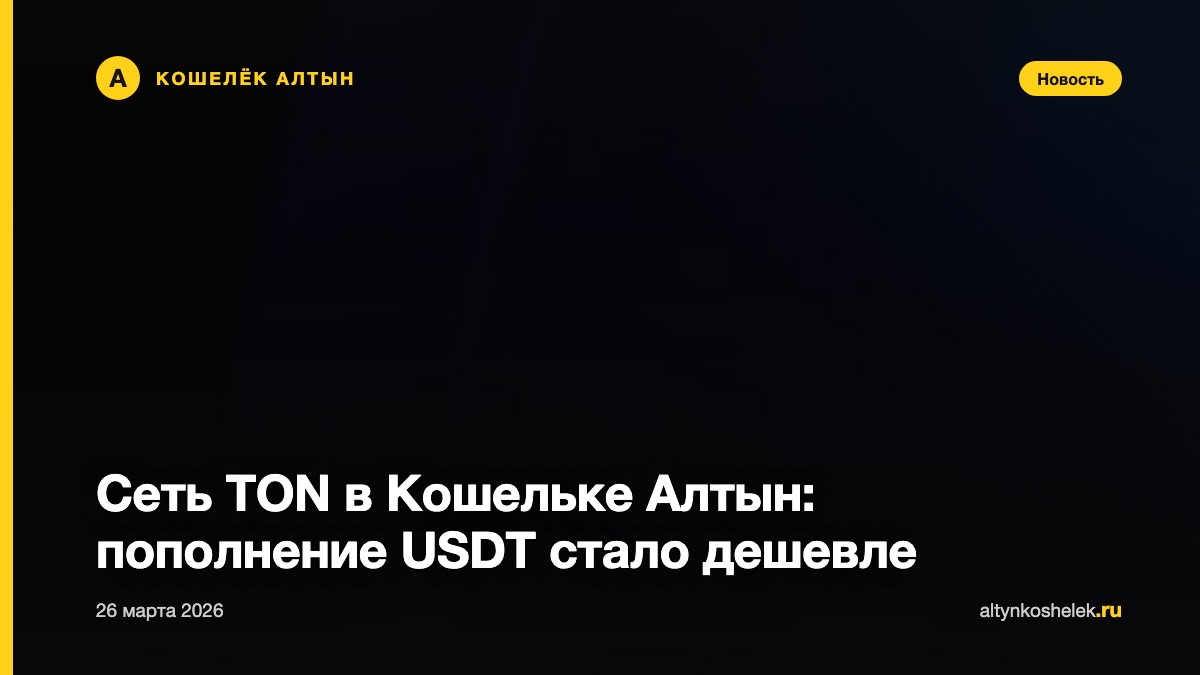 Сеть TON в Кошельке Алтын: пополнение USDT стало дешевле