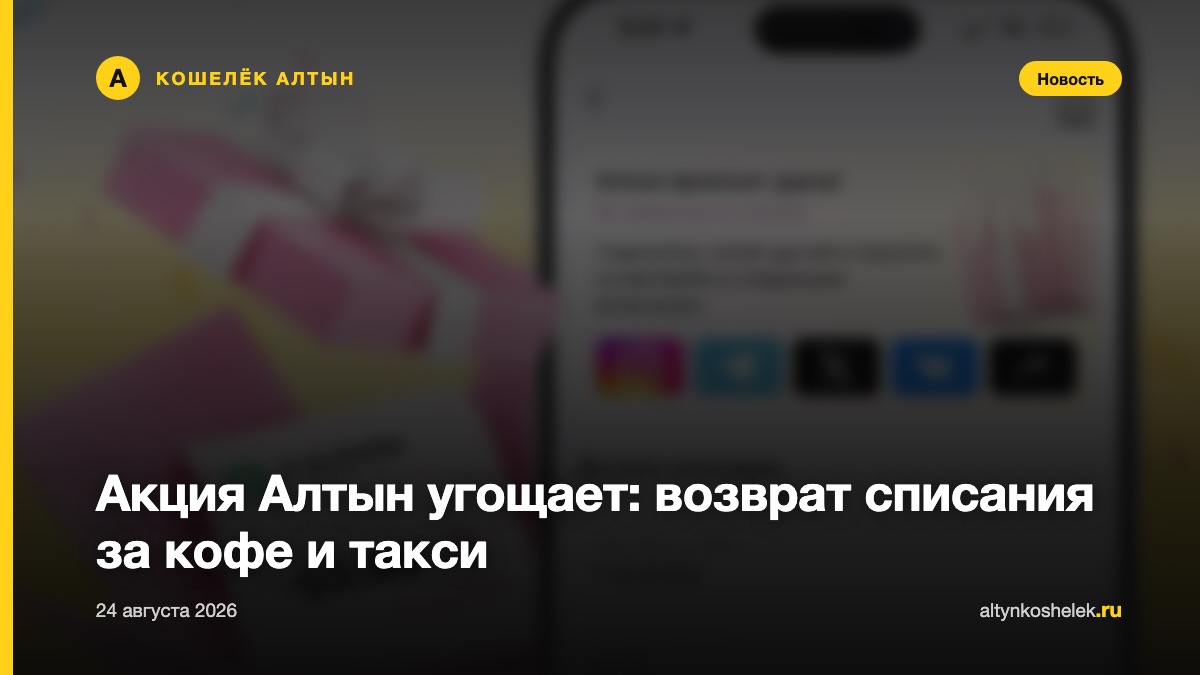 Акция «Алтын угощает»: возврат списания за кофе и такси